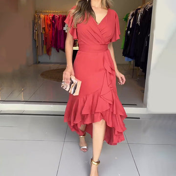 2024 French V-Neck High-Rise Slim Slimy Sexy Fashion Dress